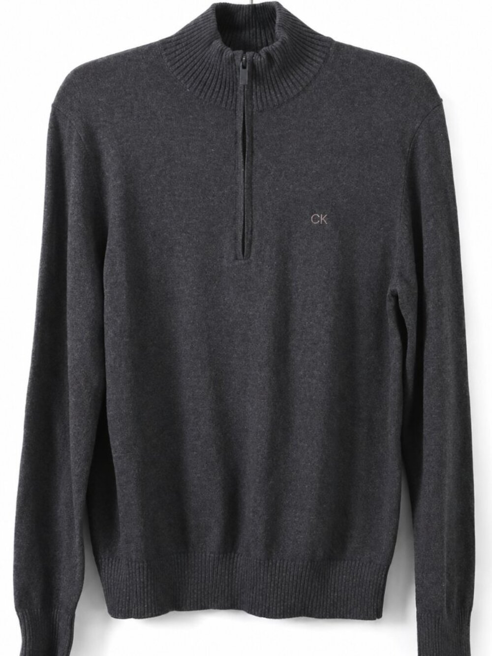 NEW small men's charcoal gray zip-up casual sweater. Calvin Klein Gift for dad